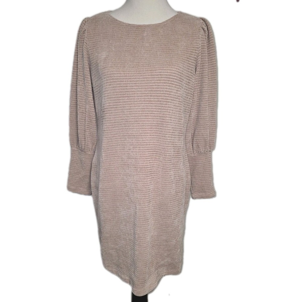 Chenault Knit Dress Size‎ L GUC Tan Cozy Classic Chic